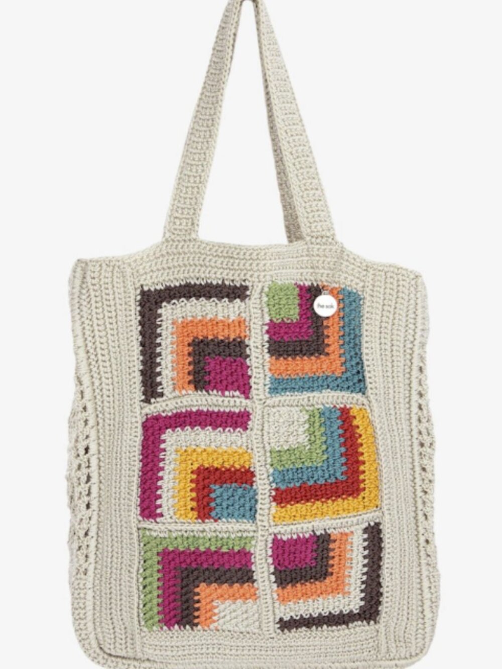 The Sak Lanie Crochet Market Tote geo multi NWOT colorful boho maximalist